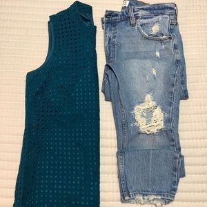 J. Crew size 2 teal sleeveless top w/ gold zipper